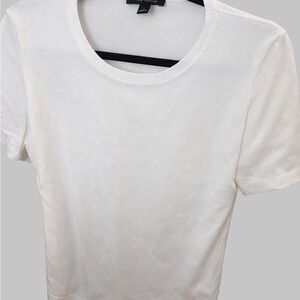 Ann Taylor Classic Cream Crew Neck Short Sleeve Top